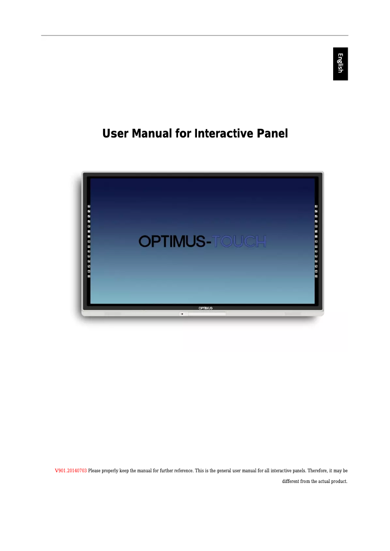 Page n°1 - Manuel utilisateur Vidi-Touch Optimus 65"