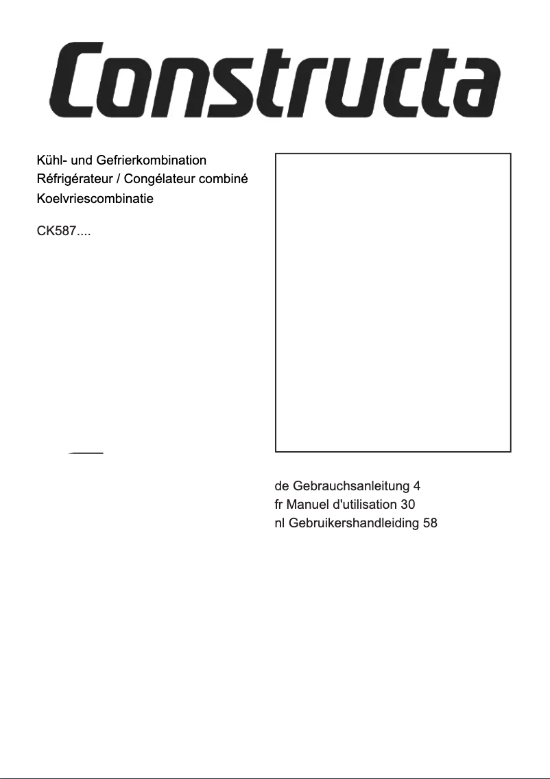 Page 1 de la notice Manuel utilisateur Constructa CK587NSF0