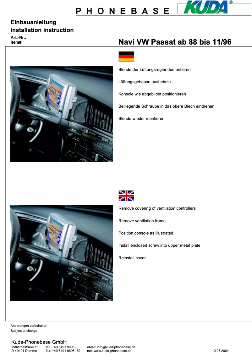 Page 1 de la notice Manuel utilisateur Kuda 296020