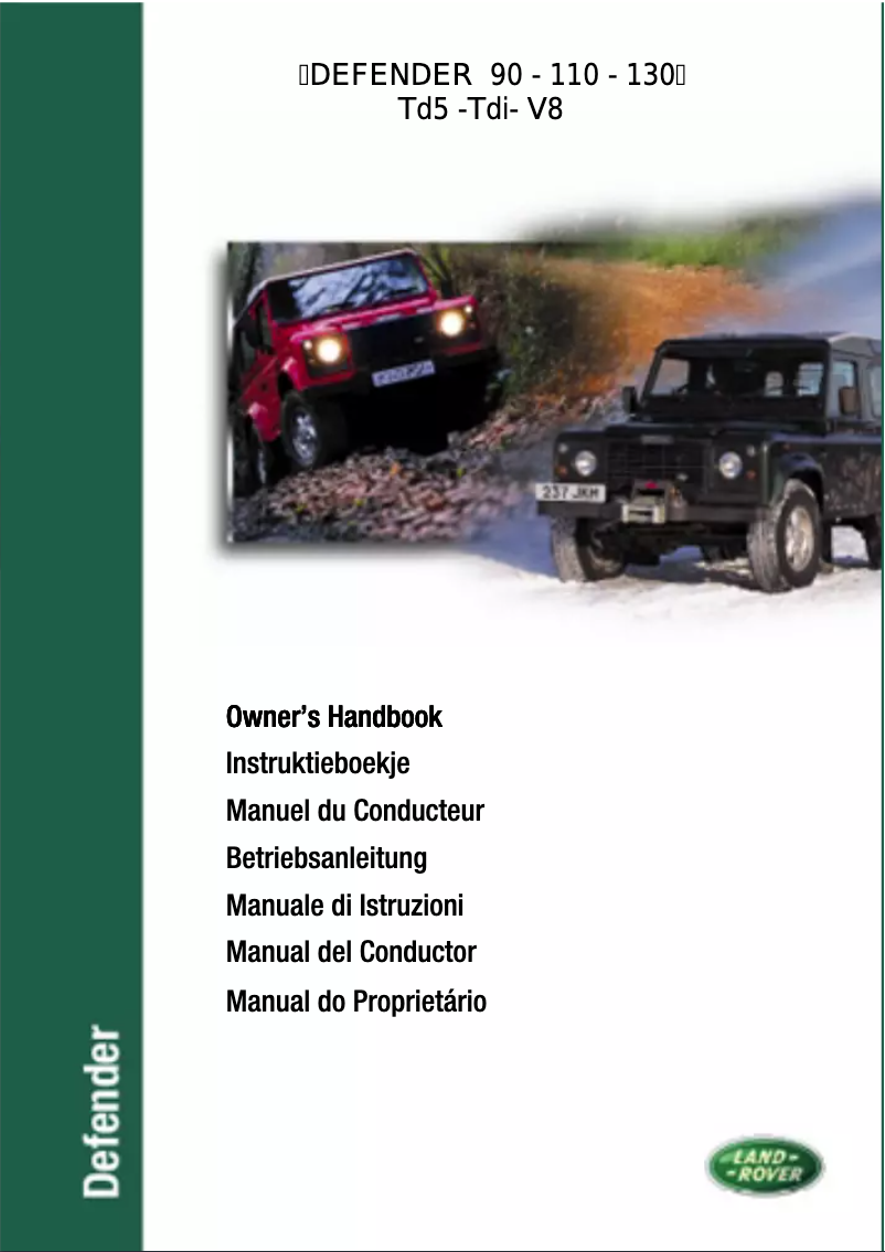 Image de la première page du manuel de l'appareil Defender V8 (1999)