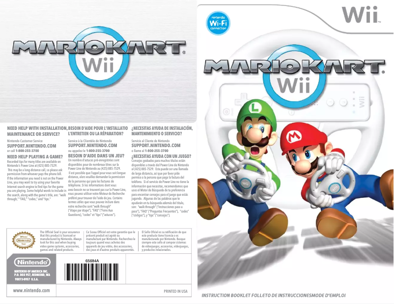 Page 1 de la notice Manuel utilisateur Nintendo Mario Kart Wii (Wii)