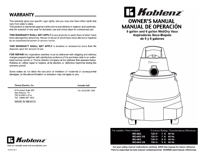 Image de la première page du manuel de l'appareil WD-6K2 US