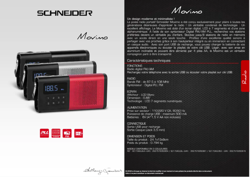 Página 1 del manual Ficha técnica Schneider SC170ACL