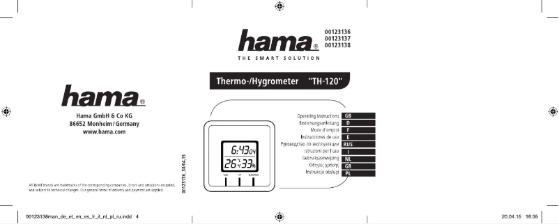 Image de la première page du manuel de l'appareil TH-120