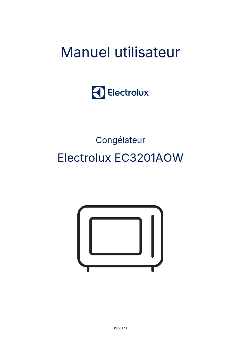 Image de la première page du manuel de l'appareil EC3201AOW