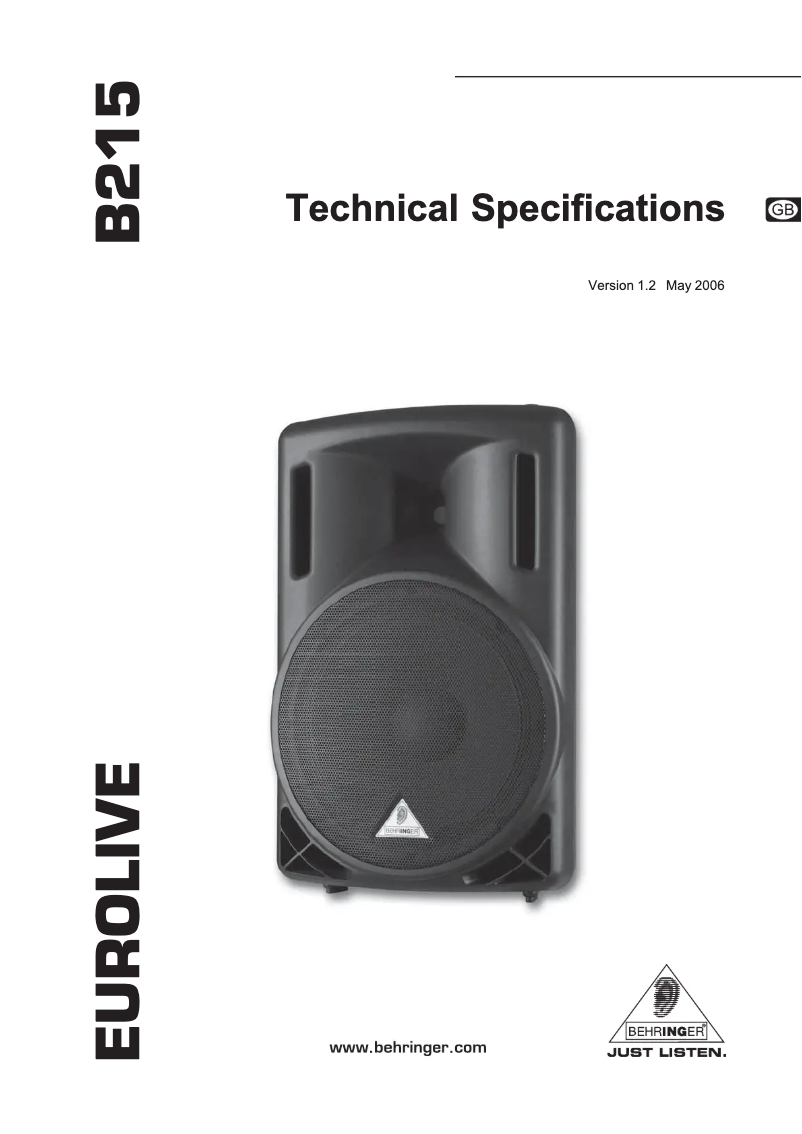 Page n°1 - Manuel utilisateur Behringer Eurolive B215