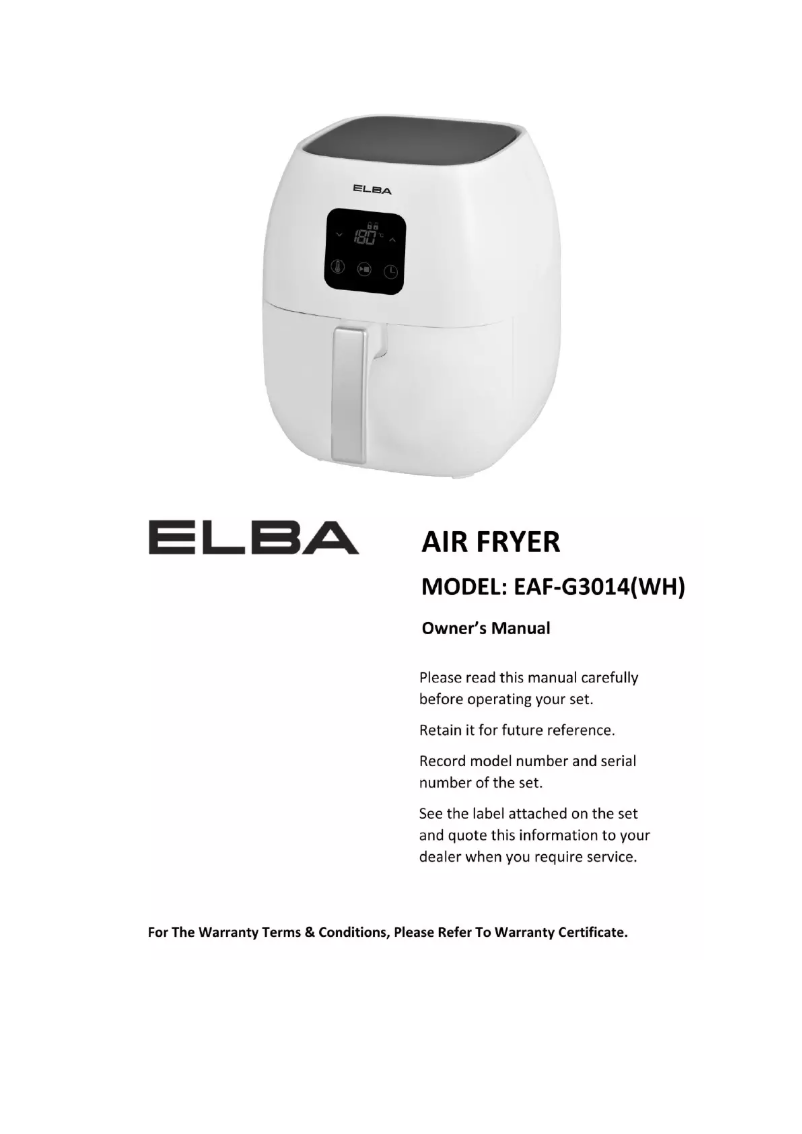Page 1 de la notice Manuel utilisateur Elba EAF-G3014(WH)