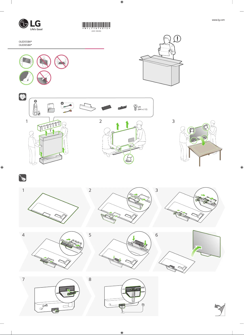 Page 1 de la notice Guide d'installation LG OLED55BXPTA