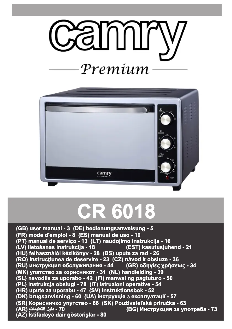 Page 1 de la notice Manuel utilisateur Camry CR 6018