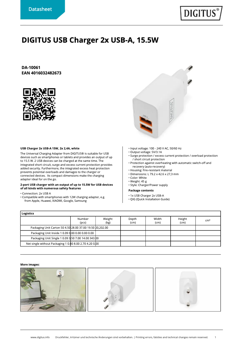 Página 1 del manual Ficha técnica Digitus DA-10061