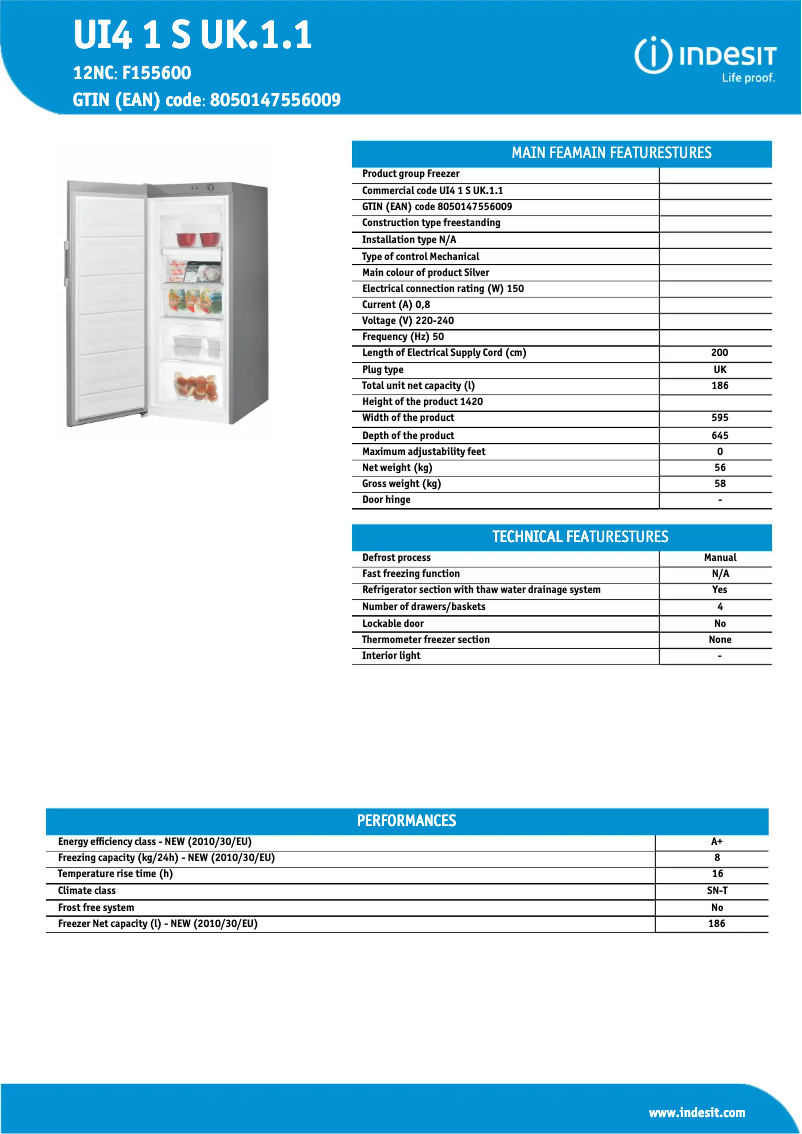 Page n°1 - Manuel utilisateur Indesit UI4 1 S UK.1.1