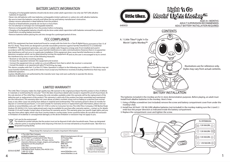 Página 1 del manual Manual de usuario Little Tikes Movin' Lights Monkey