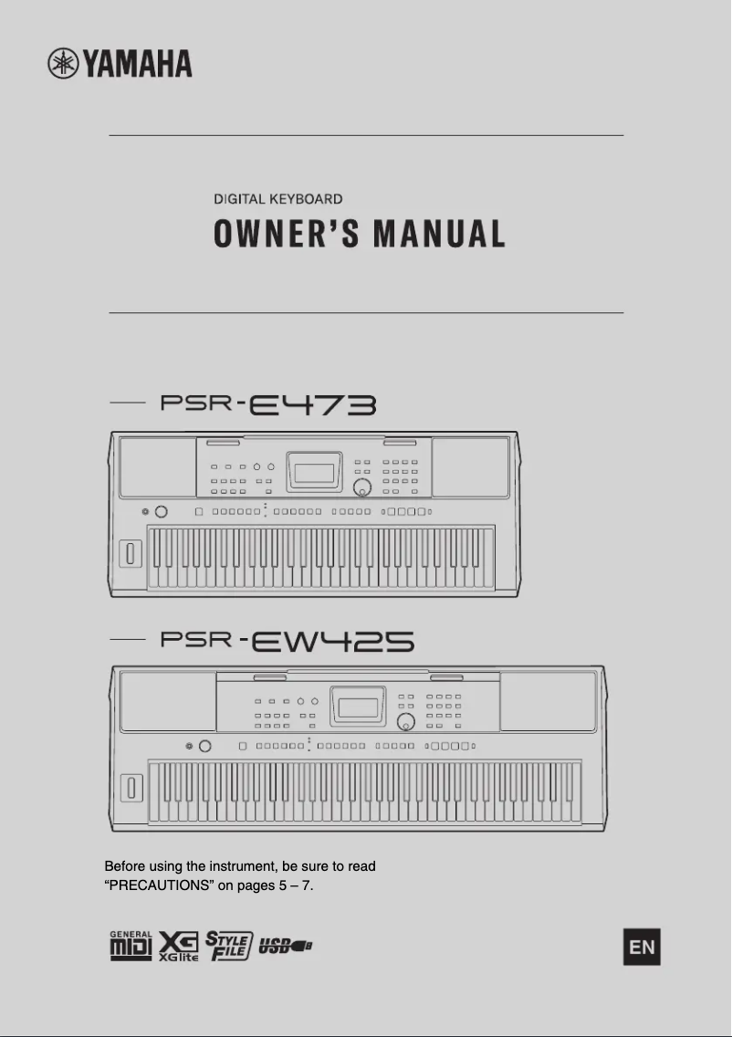 Page 1 de la notice Manuel utilisateur Yamaha PSR-EW425