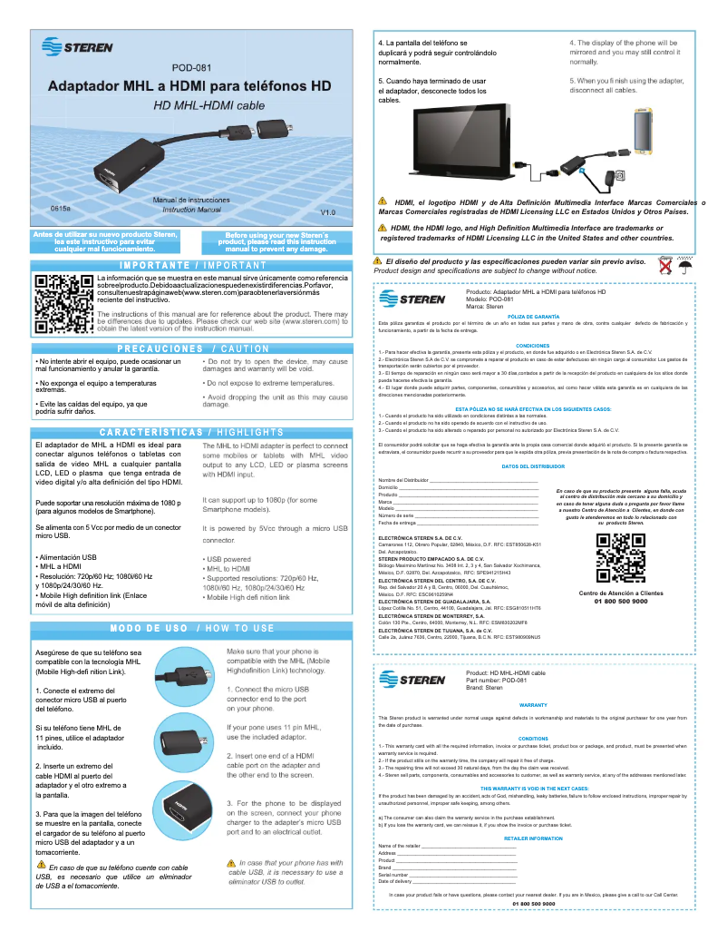 Image de la première page du manuel de l'appareil POD-081