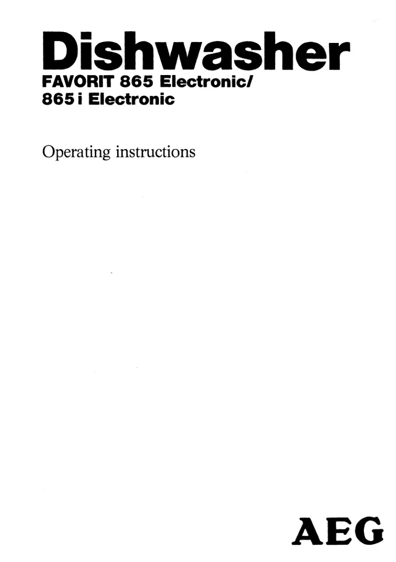 Page n°1 - Manuel utilisateur AEG Favorit 865 I