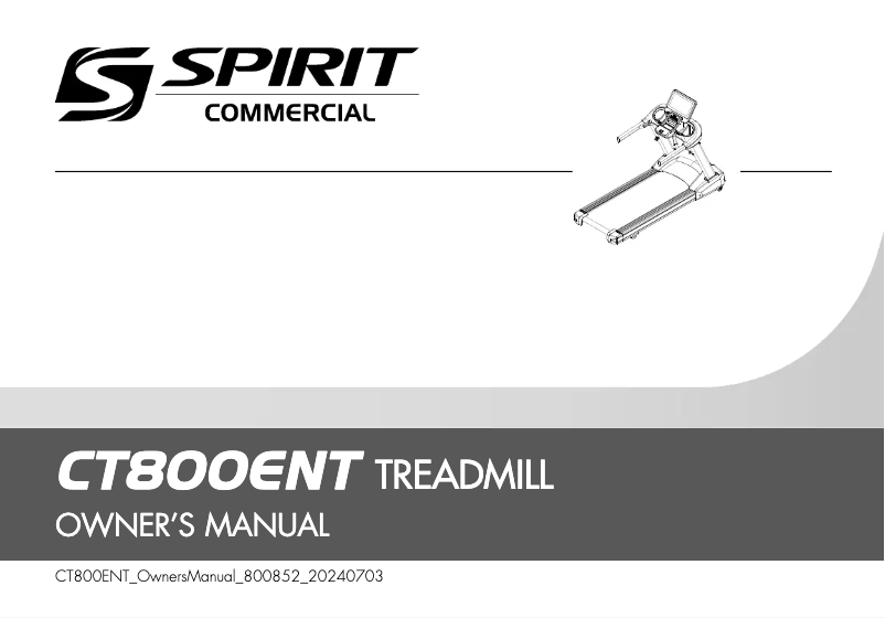 Page n°1 - Manuel utilisateur Spirit Fitness CT800
