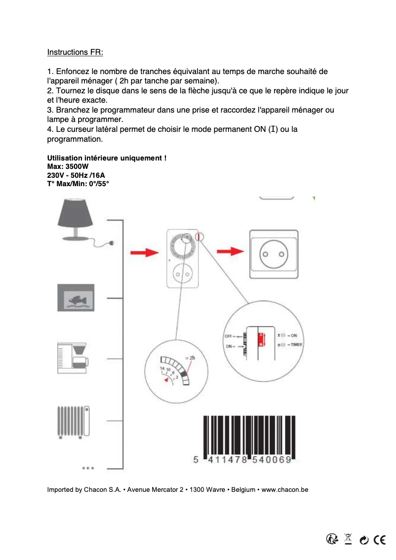 Page 1 de la notice Manuel utilisateur Chacon 54005