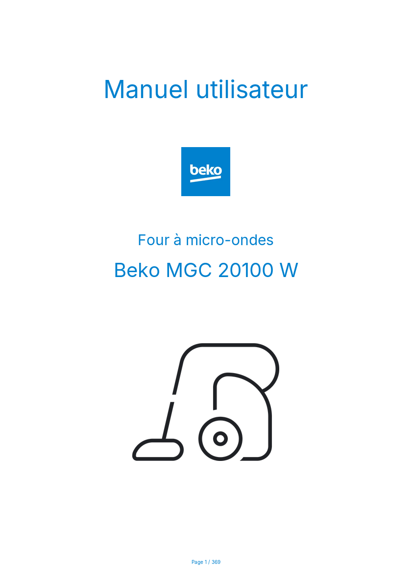 Page n°1 - Manuel utilisateur Beko MGC 20100 W