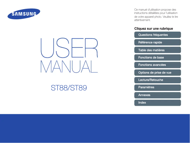 Page 1 de la notice Manuel utilisateur Samsung ST88
