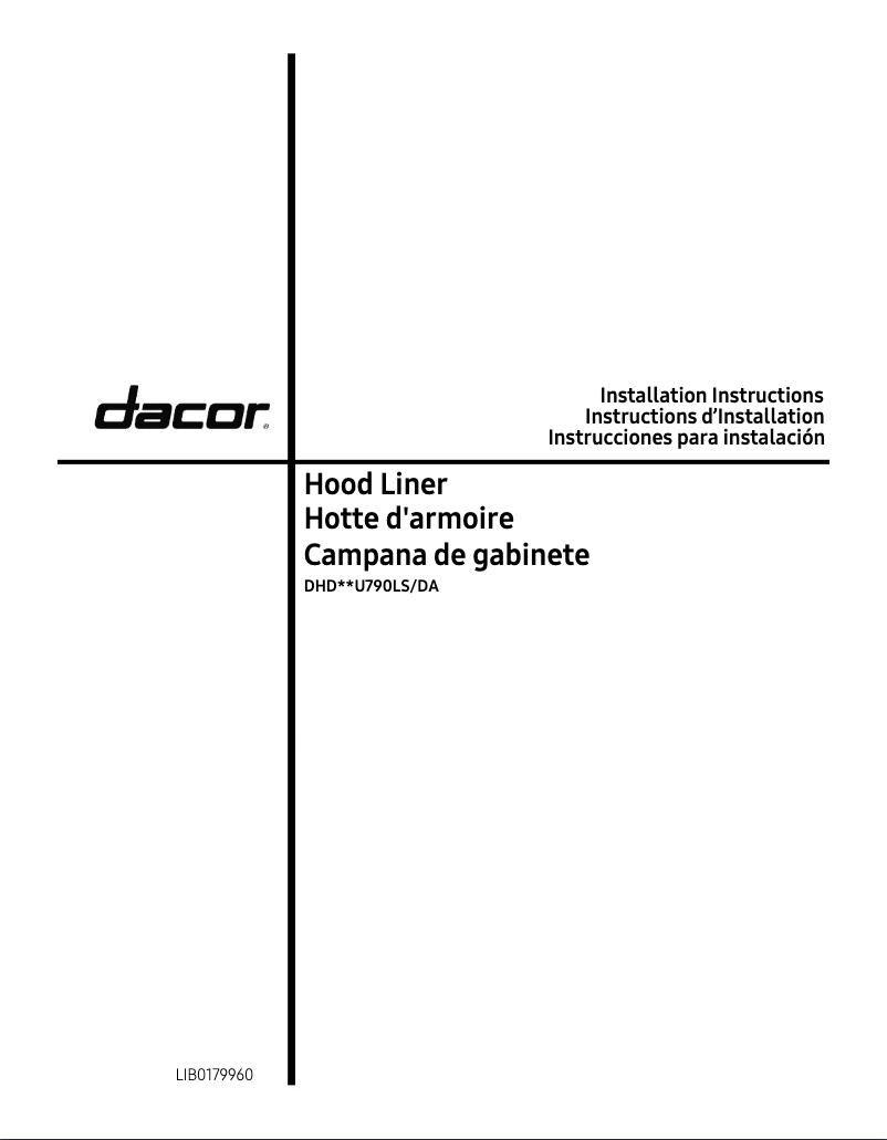 Page 1 de la notice Guide d'installation Dacor DHD48U790LS