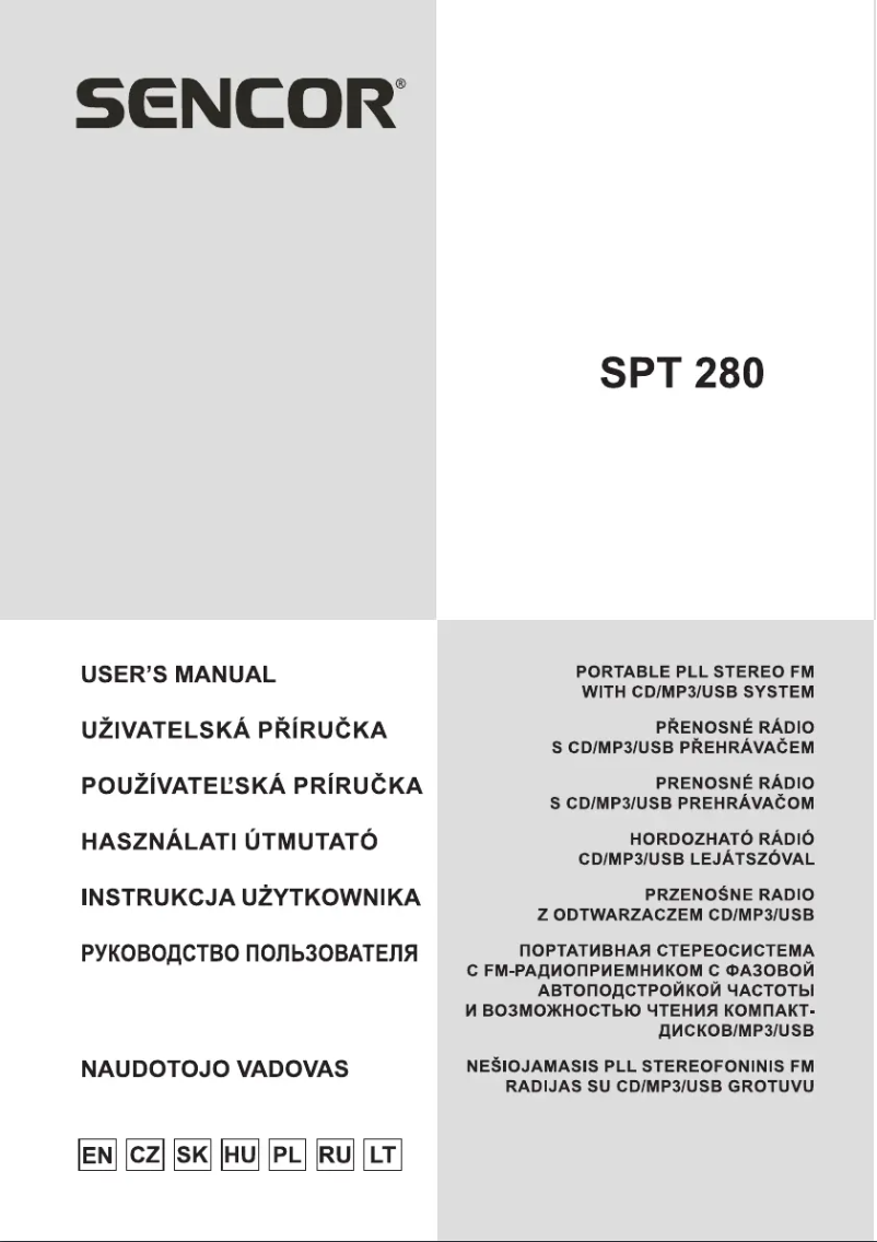 Page 1 de la notice Manuel utilisateur Sencor SPT 280