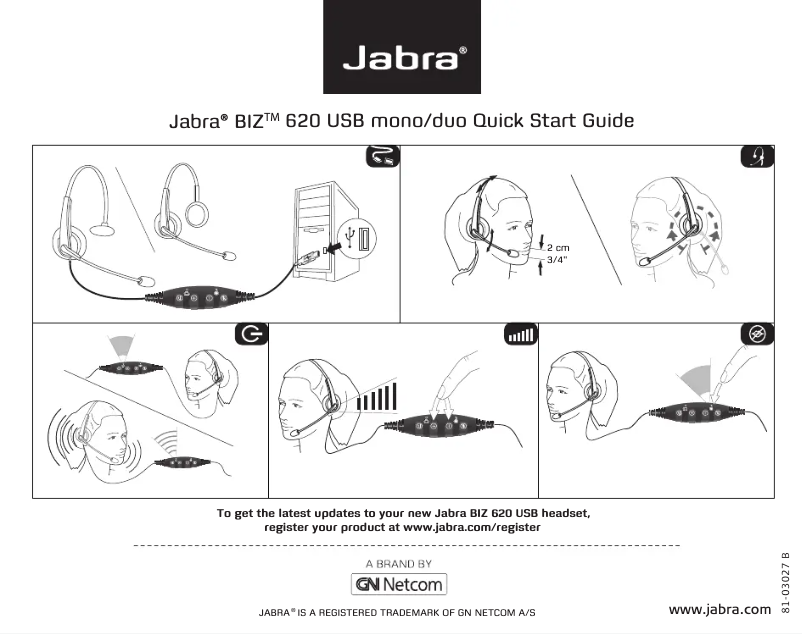 Page n°1 - Manuel utilisateur Jabra BIZ 620 USB