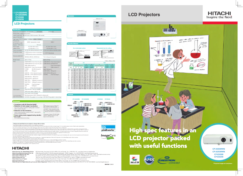 Page 1 de la notice Brochure Hitachi CP-X3030WN