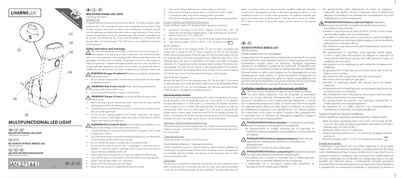 Page 1 de la notice Manuel utilisateur Livarno Lux IAN 271441