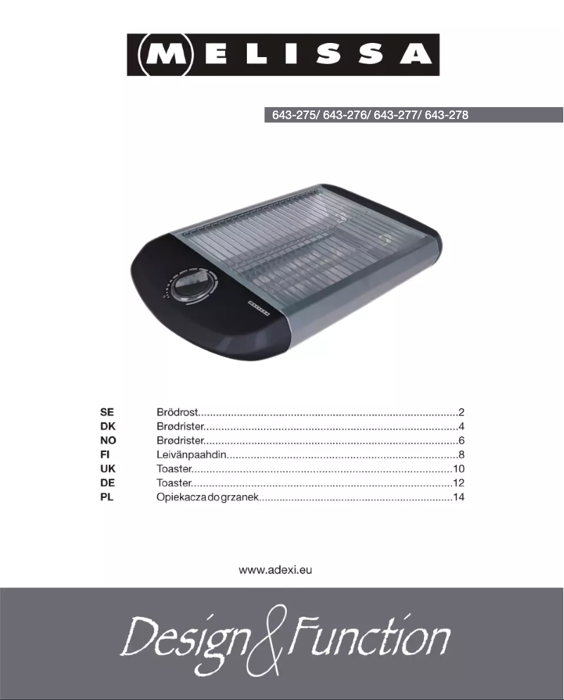 Page 1 of the manual User Manual Melissa 16300009