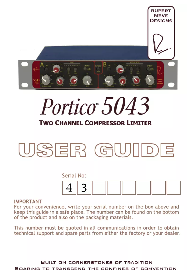 Page 1 de la notice Manuel utilisateur Rupert Neve Designs Portico 5043