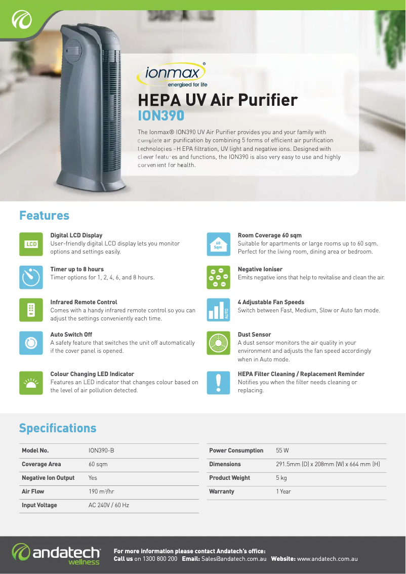 Page n°1 - Fiche technique Ionmax ION390