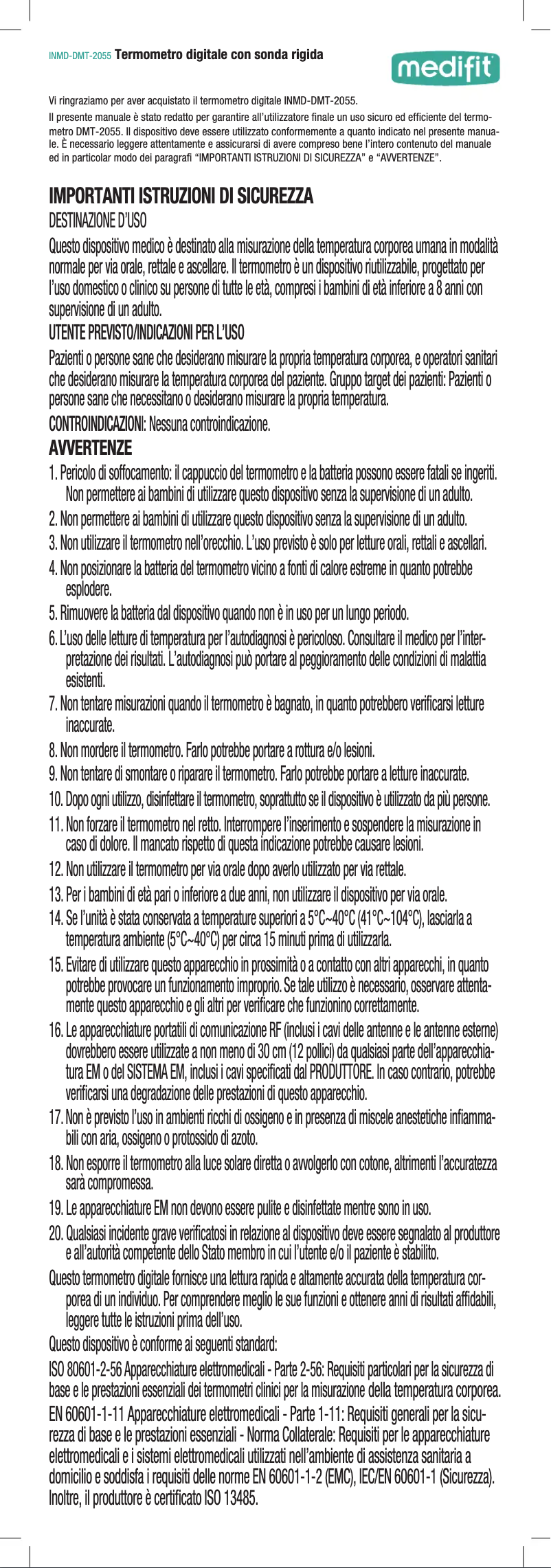 Image de la première page du manuel de l'appareil INMD-DMT-2055