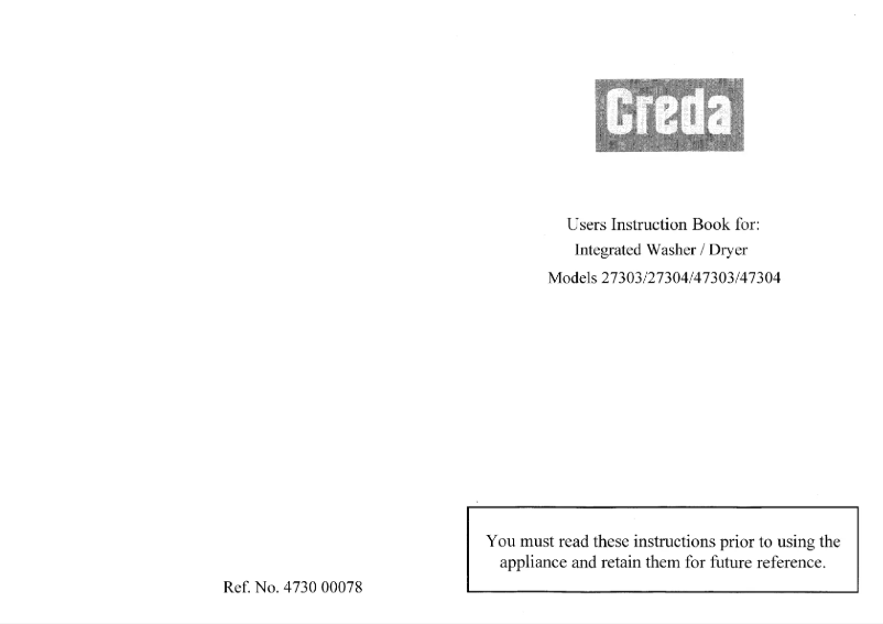 Page 1 of the manual User Manual Creda 27303
