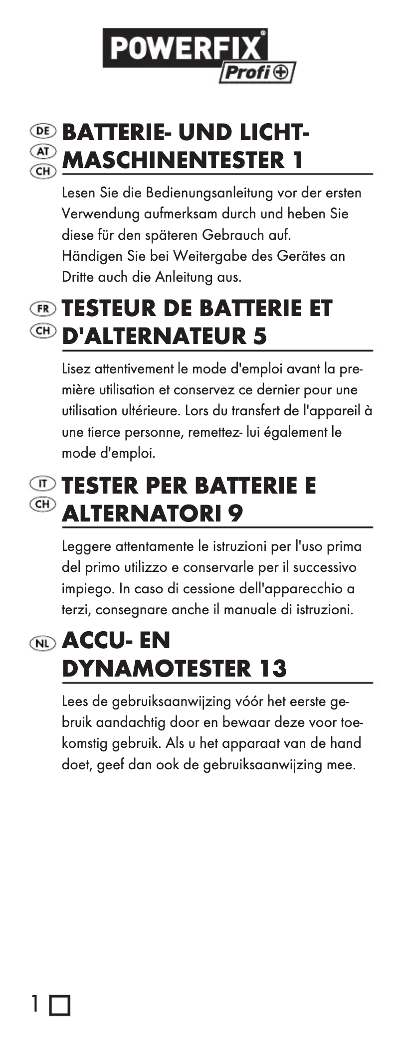 Page 1 de la notice Manuel utilisateur Powerfix IAN 069171