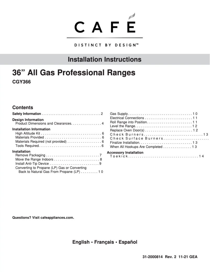 Image de la première page du manuel de l'appareil CGY366P3TD1