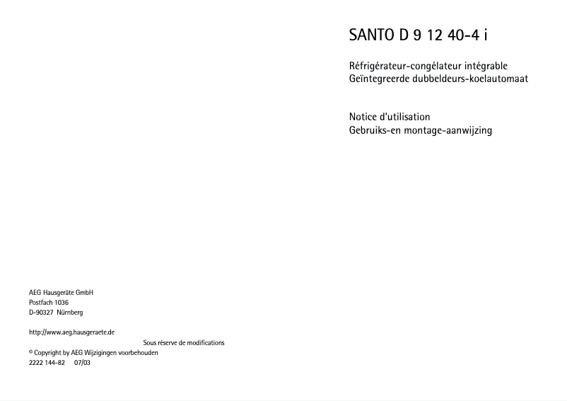 Image de la première page du manuel de l'appareil Santo K 91240 I