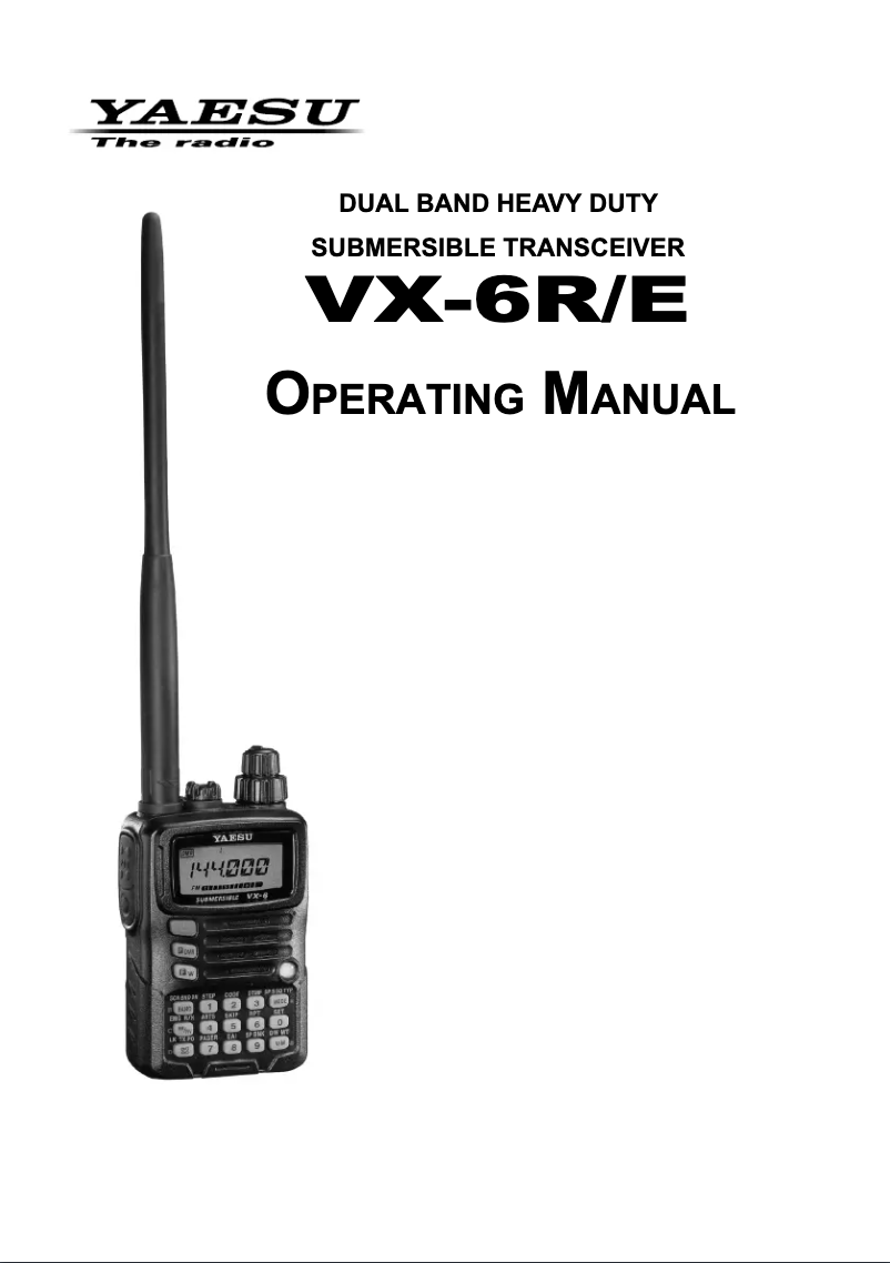 Page 1 de la notice Manuel utilisateur Yaesu VX-6R