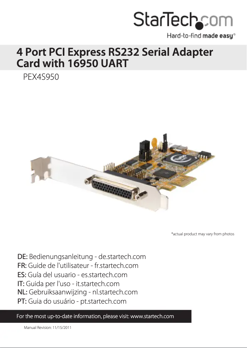 Page 1 de la notice Manuel utilisateur StarTech.com PEX4S950