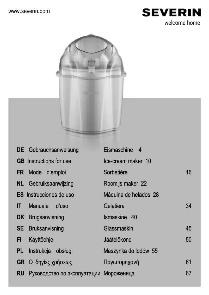 Page 1 de la notice Manuel utilisateur Severin EZ 7402