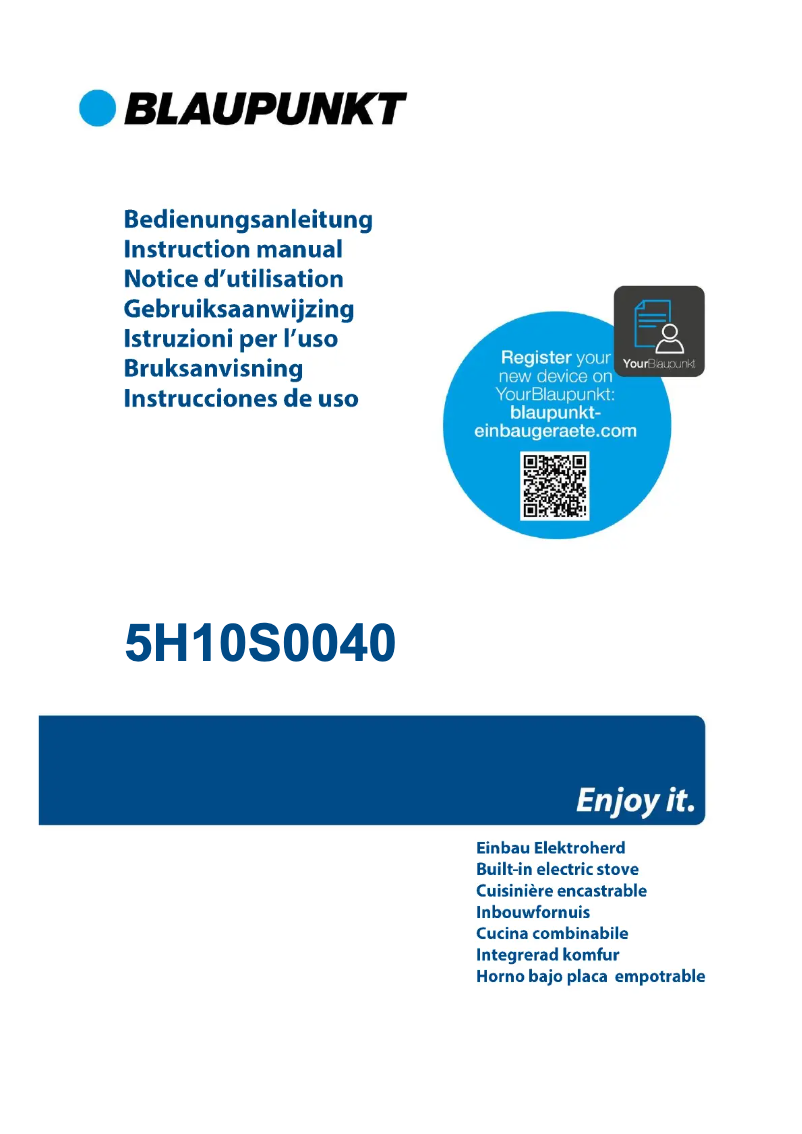 Page n°1 - Manuel utilisateur Blaupunkt 5H10S0040