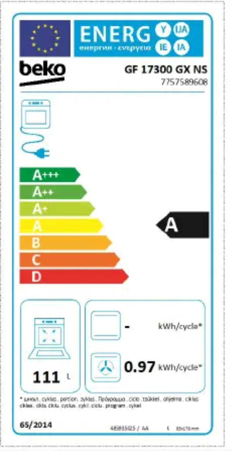 Page 1 de la notice Manuel utilisateur Beko GF17300GXNS