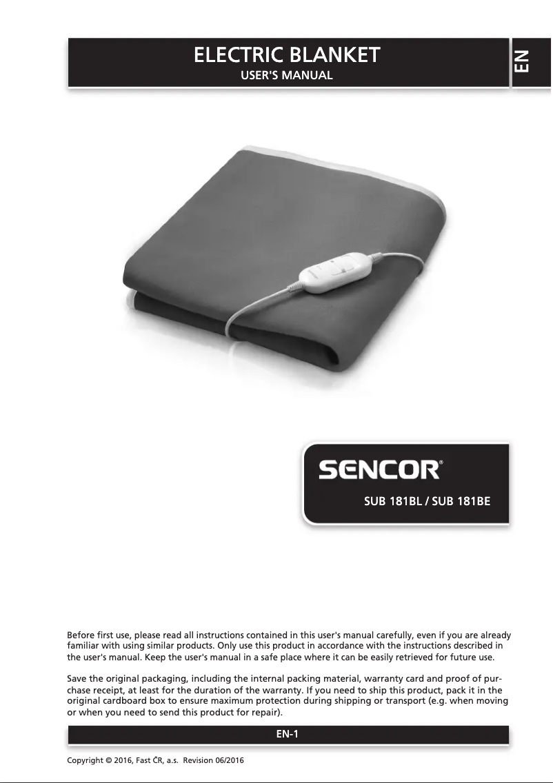 Page 1 de la notice Manuel utilisateur Sencor SUB 181BL