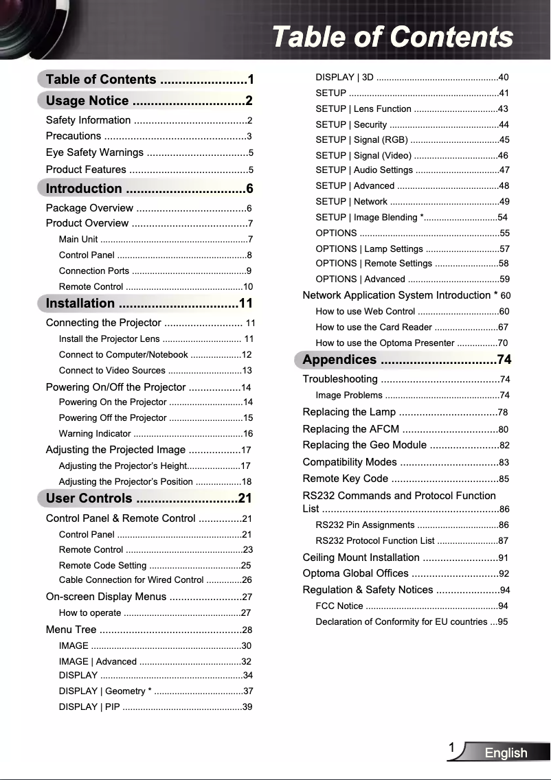 Page n°1 - Manuel utilisateur Optoma TW865