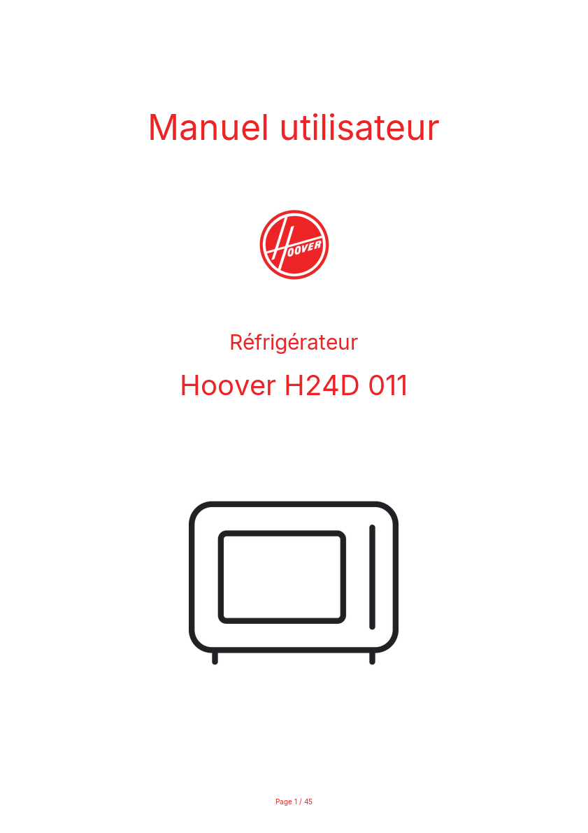 Image de la première page du manuel de l'appareil H24D 011