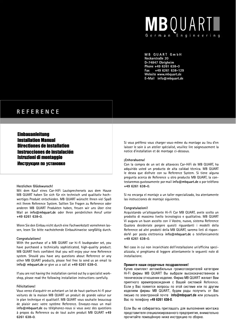 Page n°1 - Manuel utilisateur MB Quart RCE 213