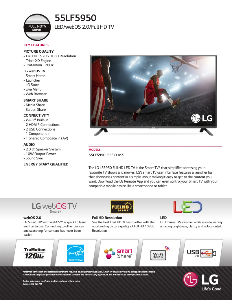 Page n°1 - Fiche technique LG 55LF5950