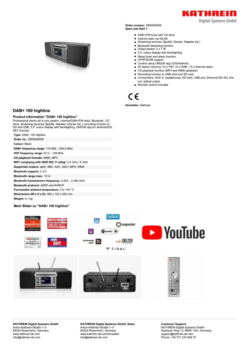 Image de la première page du manuel de l'appareil DAB+ 100 highline