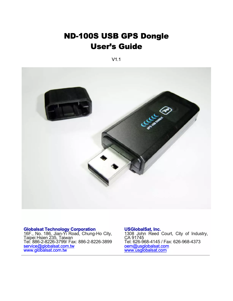 Page 1 de la notice Manuel utilisateur GlobalSat ND-100S