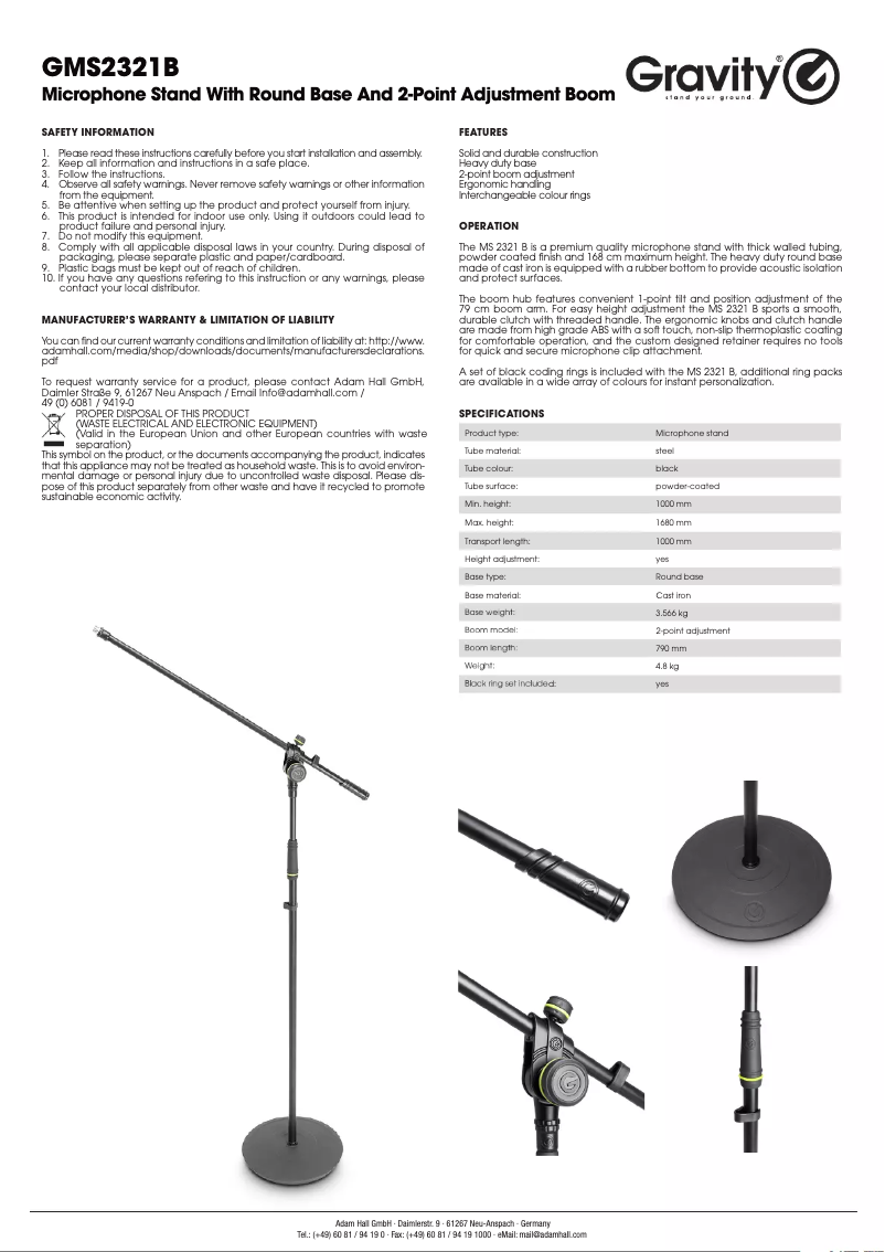 Image de la première page du manuel de l'appareil GMS2321B
