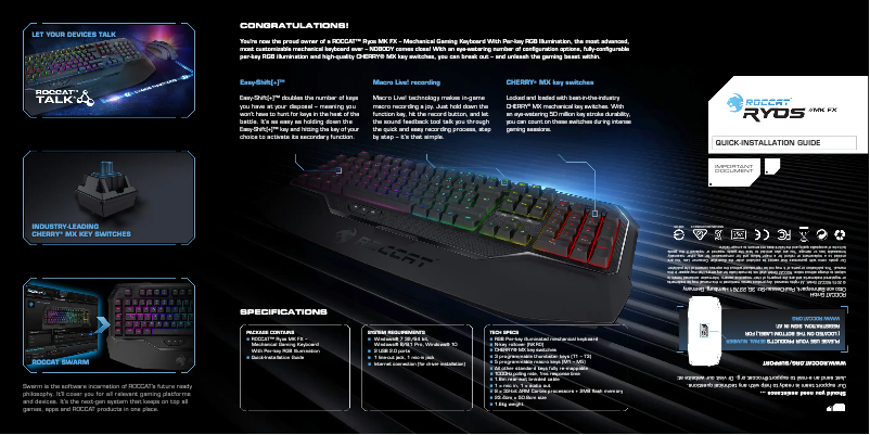 Image de la première page du manuel de l'appareil Ryos MK FX